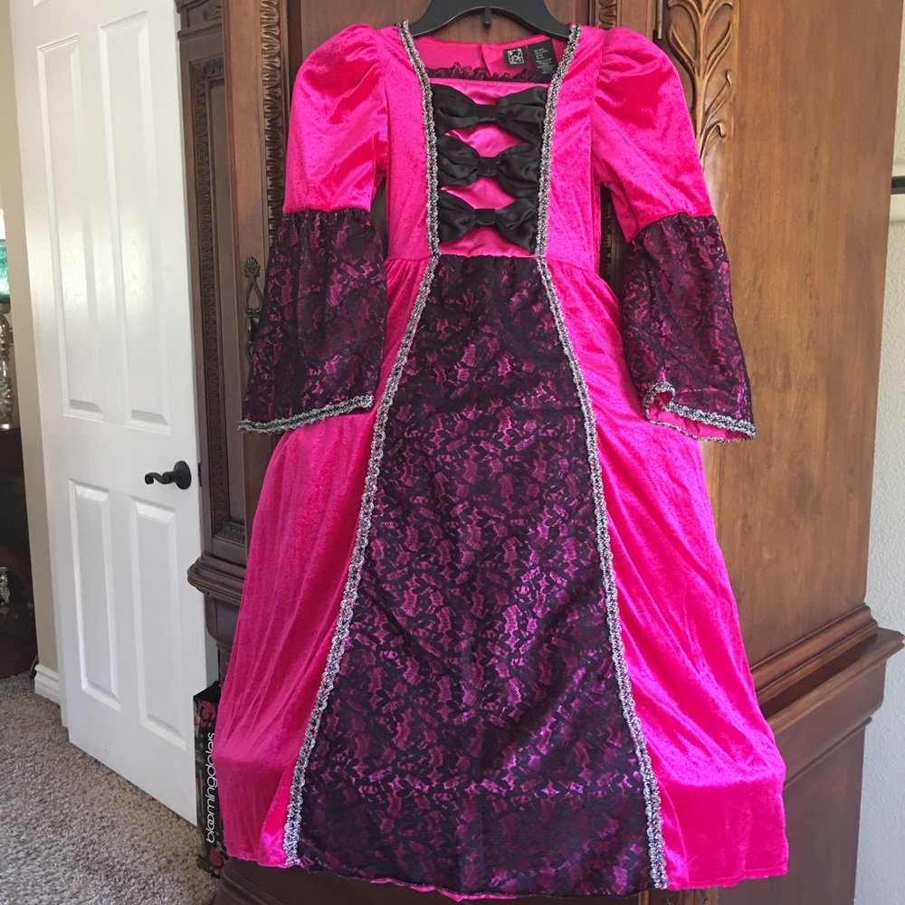 Girls Fuschia and Black Lace Ball Costume